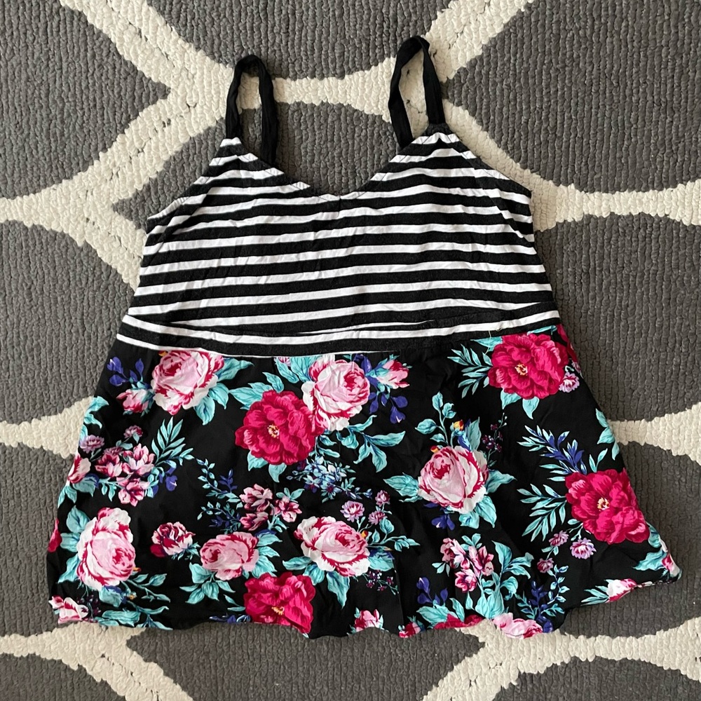 Torrid floral striped babydoll tank top
